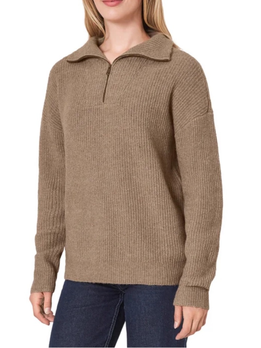 NWT Cozy Half-Zip Pullover Sweater - Taupe